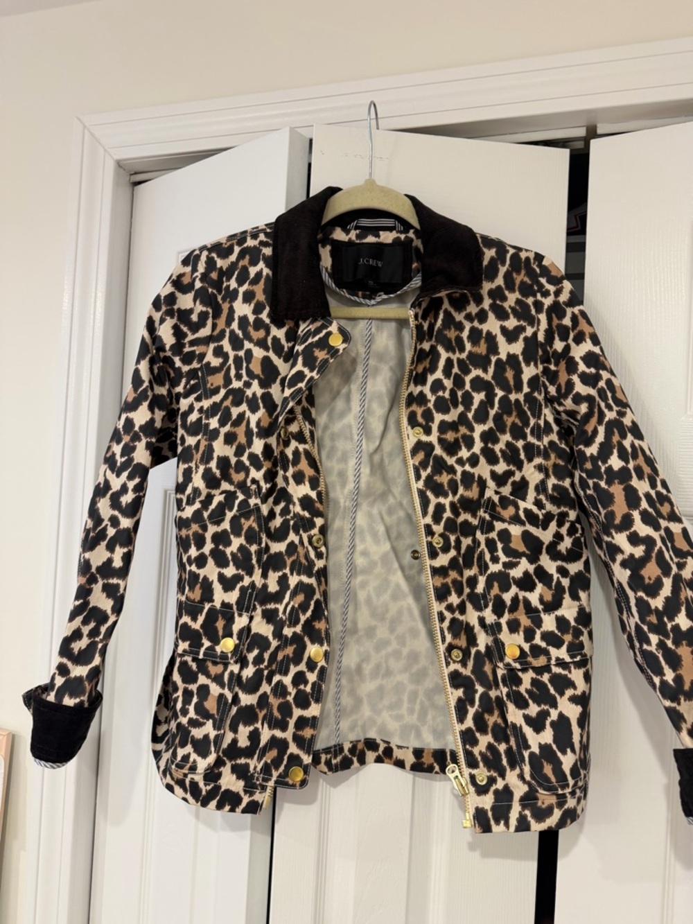 J. Crew Leopard Print Jacket with Gold-Tone Hardware